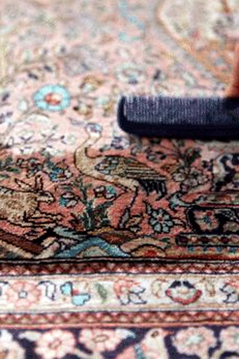 Hand-brushed fine silk Persian rug — cleaned by ABC Decorative Rugs